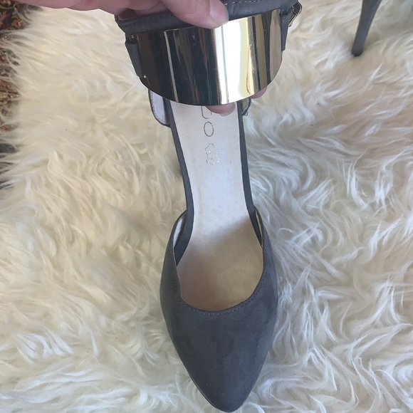 Aldo Women’s Dwaydien Grey Metal Ankle Strap Pointed Toe Pump Size 9 US - Picture 7 of 13